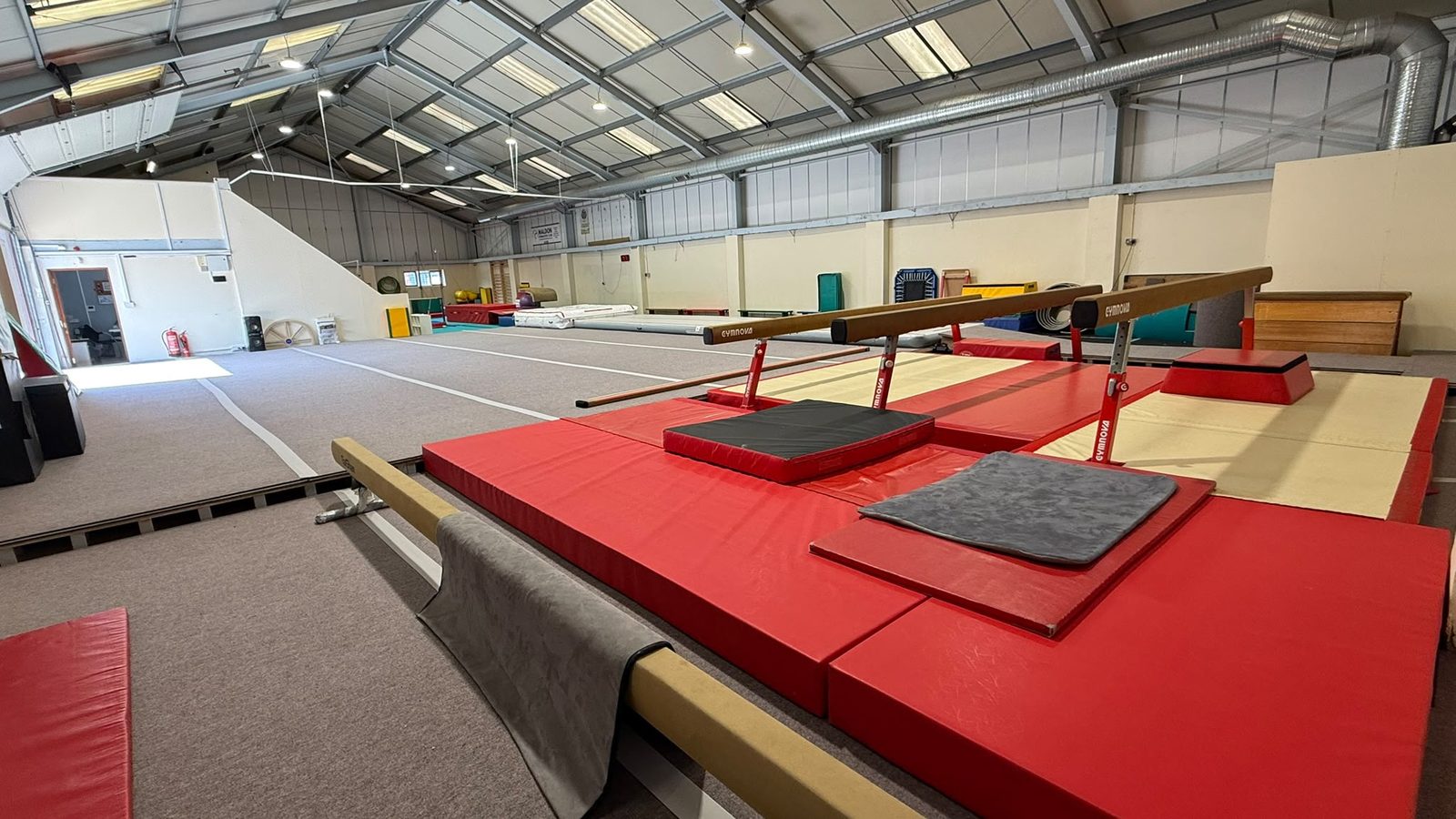 Inside Maldon Gymnastics Club — beam, bars and sprung floor