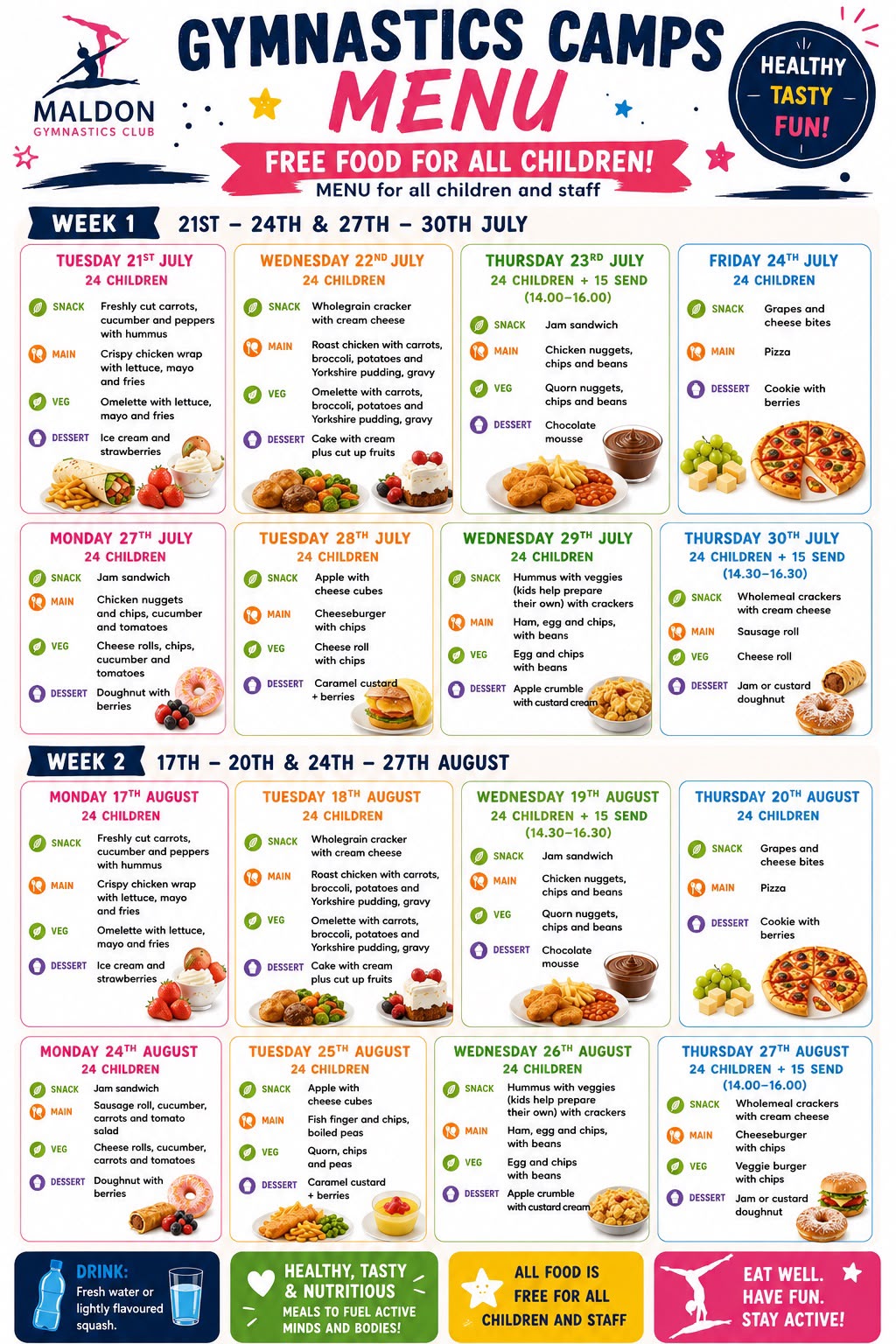 Gymnastics Camps Menu