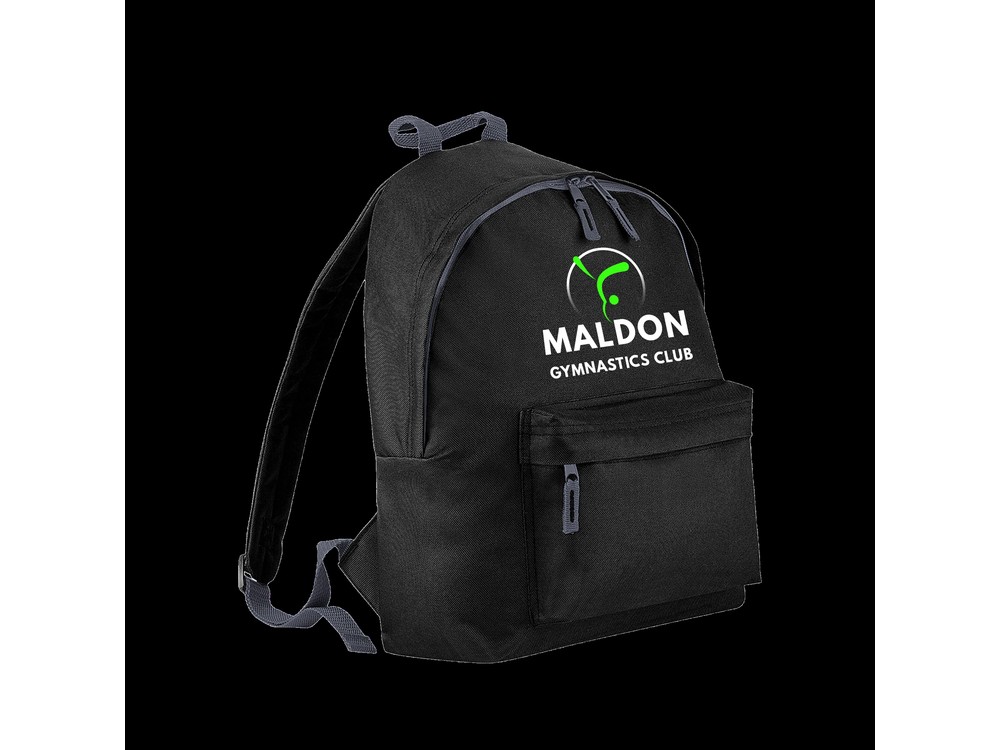 Maldon Gymnastics Club black backpack with logo